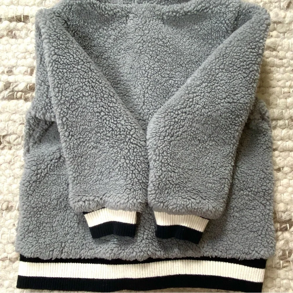 Monica + Andy Grey Sherpa Bomber Hooded Jacket, 3T, NWOT
